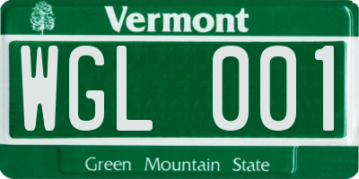 VT license plate WGL001