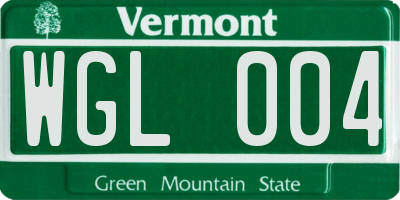 VT license plate WGL004