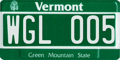 VT license plate WGL005