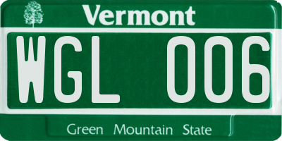 VT license plate WGL006
