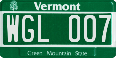 VT license plate WGL007
