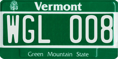 VT license plate WGL008