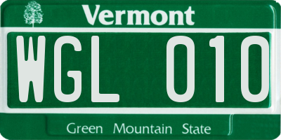 VT license plate WGL010