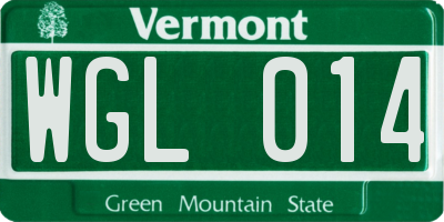 VT license plate WGL014