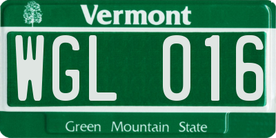 VT license plate WGL016