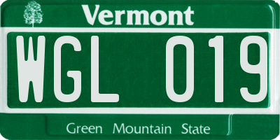 VT license plate WGL019