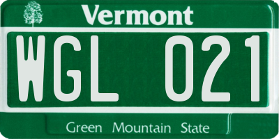 VT license plate WGL021