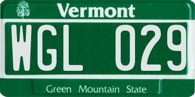 VT license plate WGL029