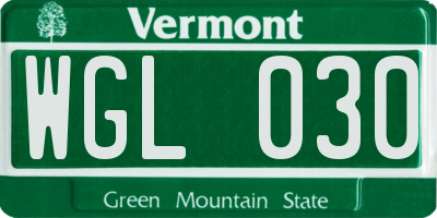 VT license plate WGL030
