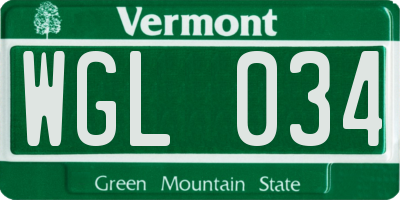 VT license plate WGL034
