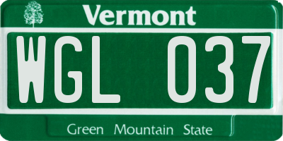 VT license plate WGL037