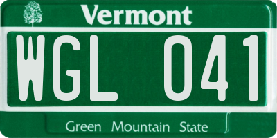 VT license plate WGL041