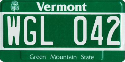 VT license plate WGL042