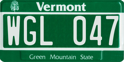 VT license plate WGL047