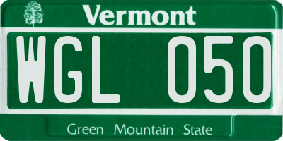 VT license plate WGL050