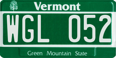 VT license plate WGL052