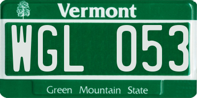 VT license plate WGL053