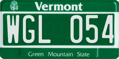 VT license plate WGL054