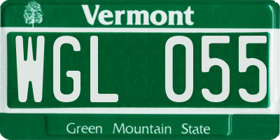 VT license plate WGL055