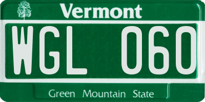 VT license plate WGL060