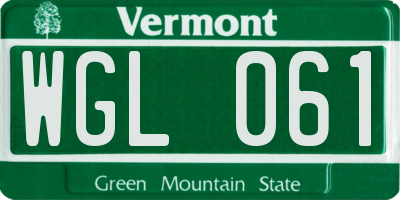 VT license plate WGL061