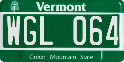 VT license plate WGL064