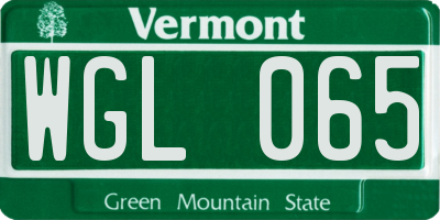 VT license plate WGL065