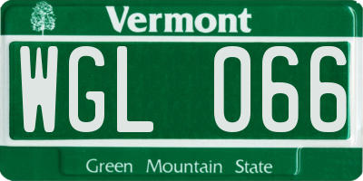 VT license plate WGL066