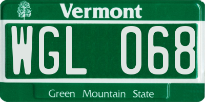 VT license plate WGL068