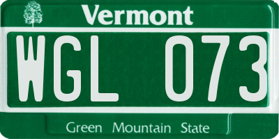 VT license plate WGL073