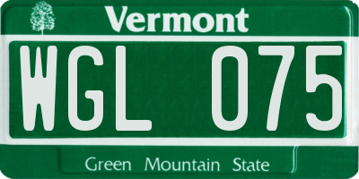 VT license plate WGL075