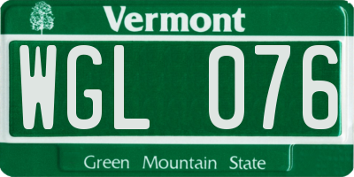 VT license plate WGL076