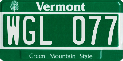 VT license plate WGL077