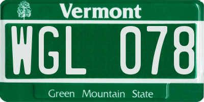 VT license plate WGL078