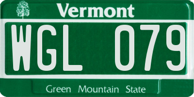 VT license plate WGL079