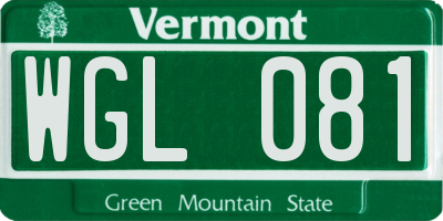 VT license plate WGL081