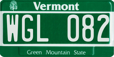 VT license plate WGL082