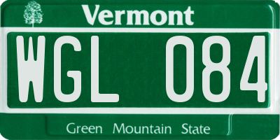 VT license plate WGL084