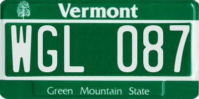 VT license plate WGL087