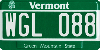 VT license plate WGL088