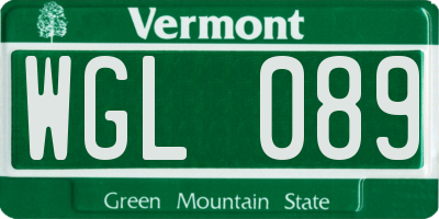 VT license plate WGL089
