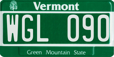 VT license plate WGL090
