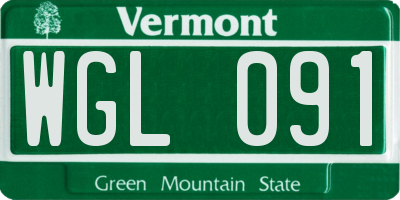 VT license plate WGL091