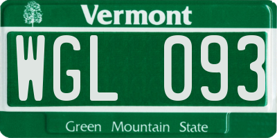 VT license plate WGL093