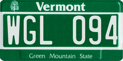 VT license plate WGL094