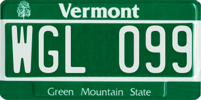VT license plate WGL099