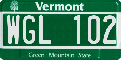VT license plate WGL102