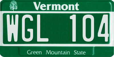 VT license plate WGL104