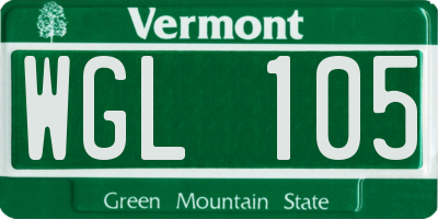 VT license plate WGL105