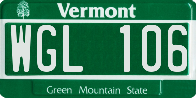 VT license plate WGL106
